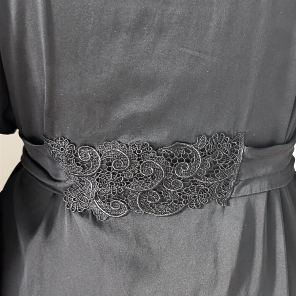 Stretch Satin Black Robe - Picture 2 of 4
